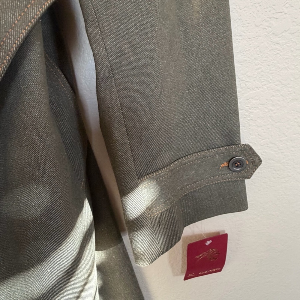 IL Canto Olive Green Denim Trench Coat - Picture 4 of 12